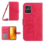 Skin Feel Custodia per cellulare in pelle con motivo a fiori di sole con cordino, For vivo S10/S10 Pro, For vivo S7 5G/V20 Pro/S7t 5G