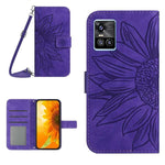 Skin Feel Custodia per cellulare in pelle con motivo a fiori di sole con cordino, For vivo S10/S10 Pro, For vivo S7 5G/V20 Pro/S7t 5G
