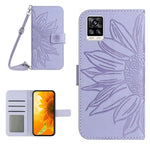 Skin Feel Custodia per cellulare in pelle con motivo a fiori di sole con cordino, For vivo S10/S10 Pro, For vivo S7 5G/V20 Pro/S7t 5G