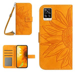 Skin Feel Custodia per cellulare in pelle con motivo a fiori di sole con cordino, For vivo S10/S10 Pro, For vivo S7 5G/V20 Pro/S7t 5G