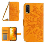 Skin Feel Custodia per cellulare in pelle con motivo a fiori di sole con cordino, For vivo V23 5G, For vivo Y20 2020/Y20s/Y20i/iQOO U1X/Y11S/Y12S/Y30/Y30S
