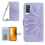 Skin Feel Custodia per cellulare in pelle con motivo a fiori di sole con cordino, For vivo Y51 2020 India Edition/Y31, For vivo Y70S/iQOO U1/Y51S
