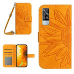 Skin Feel Custodia per cellulare in pelle con motivo a fiori di sole con cordino, For vivo Y51 2020 India Edition/Y31, For vivo Y70S/iQOO U1/Y51S