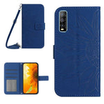 Skin Feel Custodia per cellulare in pelle con motivo a fiori di sole con cordino, For vivo Y51 2020 India Edition/Y31, For vivo Y70S/iQOO U1/Y51S