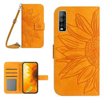 Skin Feel Custodia per cellulare in pelle con motivo a fiori di sole con cordino, For vivo Y51 2020 India Edition/Y31, For vivo Y70S/iQOO U1/Y51S