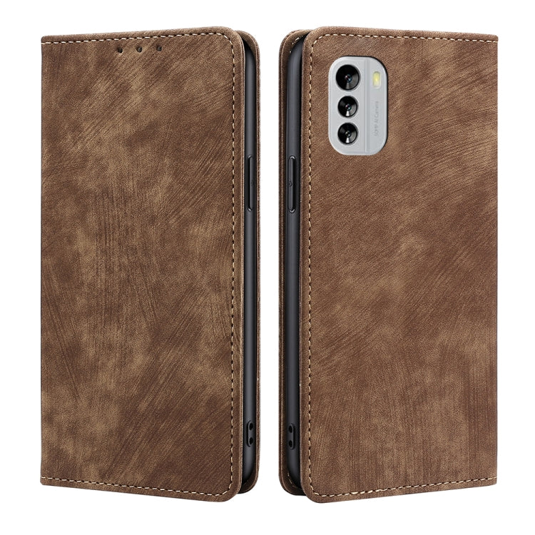 Custodia per telefono in pelle magnetica con spazzola antifurto RFID, For Motorola Moto E22/E22i, For Samsung Galaxy A04, For Nokia G60 5G, For Honor X8 5G/X6