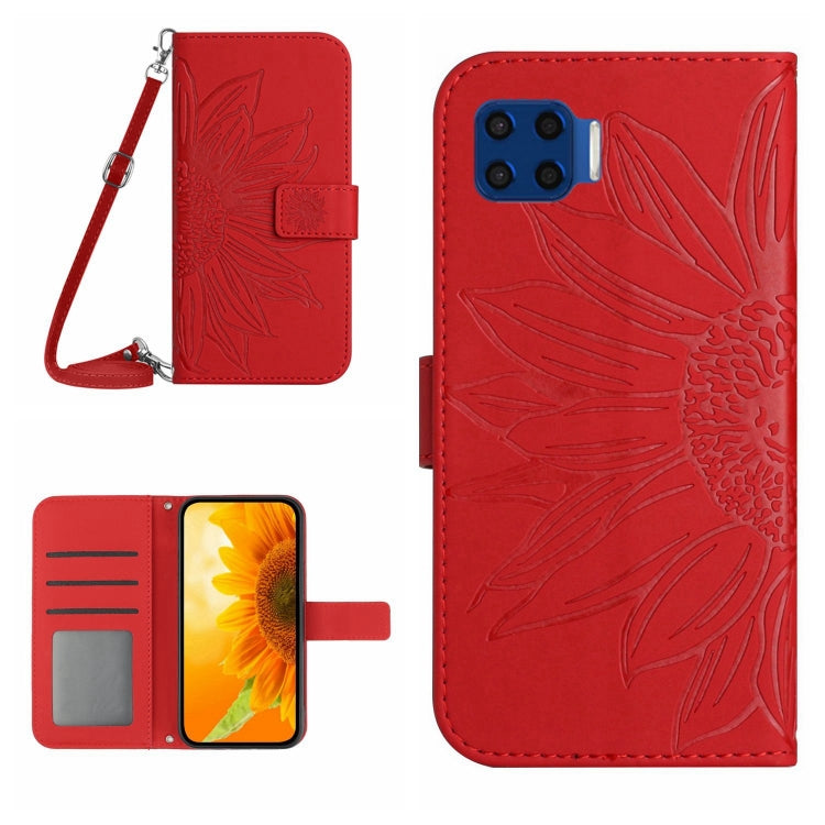 Skin Feel Custodia per cellulare in pelle con motivo a fiori di sole con cordino, For Motorola Moto G 5G Plus, For Motorola Moto G Play 2021