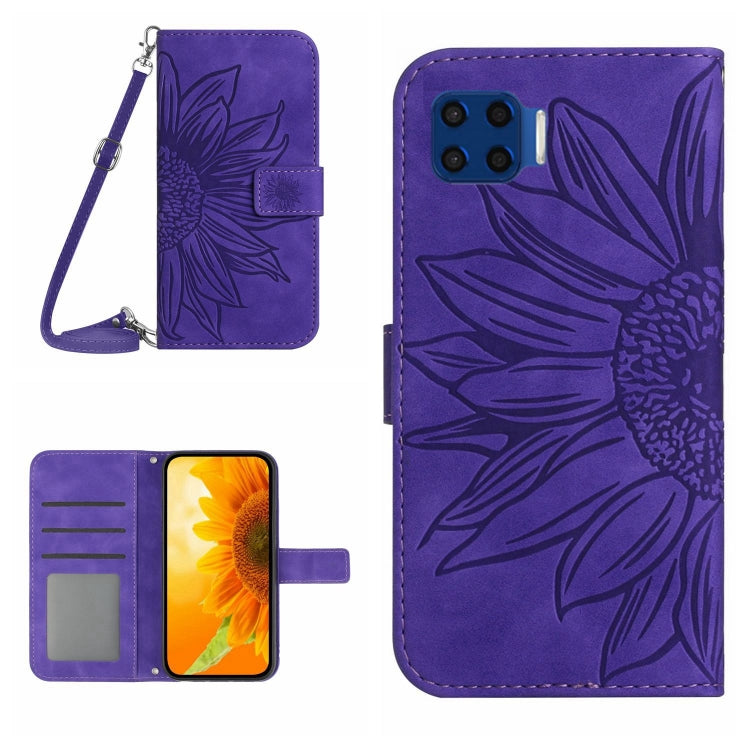 Skin Feel Custodia per cellulare in pelle con motivo a fiori di sole con cordino, For Motorola Moto G 5G Plus, For Motorola Moto G Play 2021