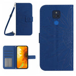 Skin Feel Custodia per cellulare in pelle con motivo a fiori di sole con cordino, For Motorola Moto G 5G Plus, For Motorola Moto G Play 2021