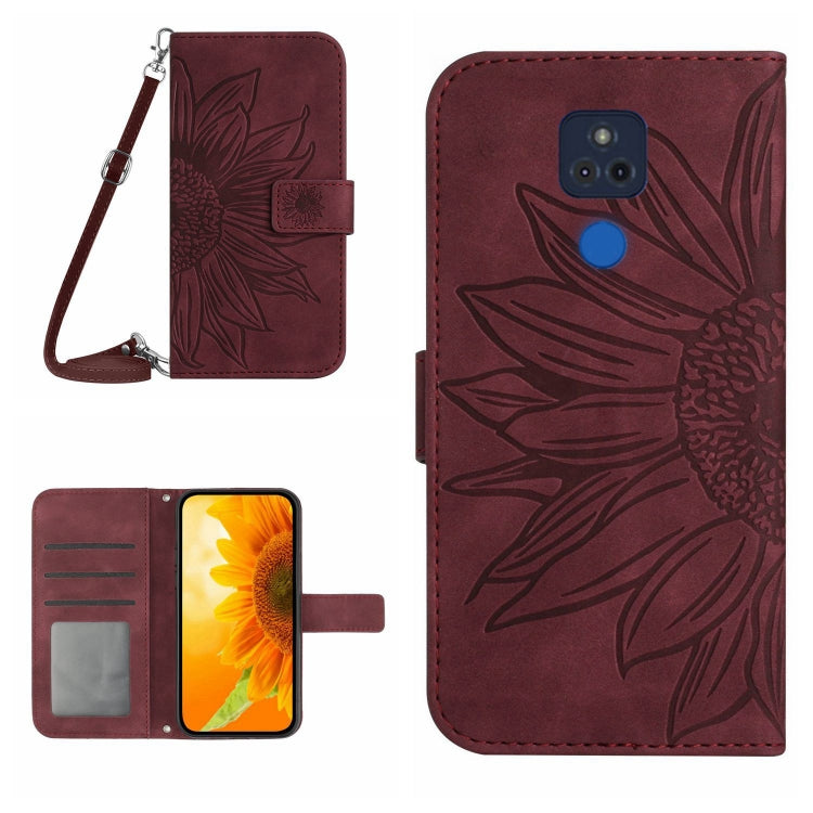 Skin Feel Custodia per cellulare in pelle con motivo a fiori di sole con cordino, For Motorola Moto G 5G Plus, For Motorola Moto G Play 2021