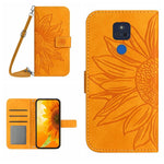 Skin Feel Custodia per cellulare in pelle con motivo a fiori di sole con cordino, For Motorola Moto G 5G Plus, For Motorola Moto G Play 2021