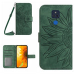 Skin Feel Custodia per cellulare in pelle con motivo a fiori di sole con cordino, For Motorola Moto G 5G Plus, For Motorola Moto G Play 2021