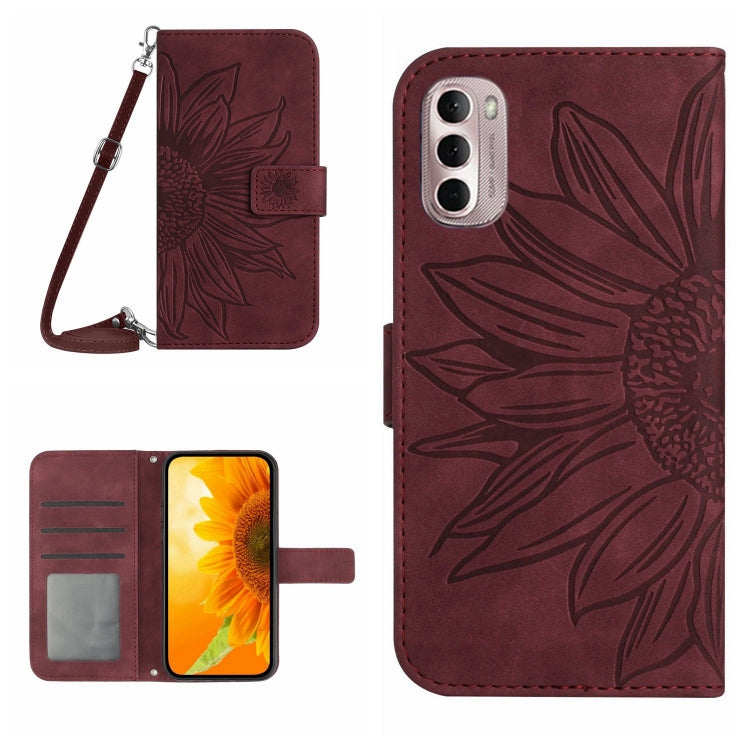 Skin Feel Custodia per cellulare in pelle con motivo a fiori di sole con cordino, For Motorola Moto G Stylus 5G 2022, For Motorola Moto G Stylus 2022 4G