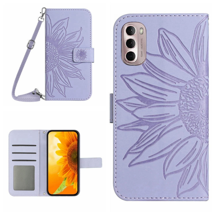 Skin Feel Custodia per cellulare in pelle con motivo a fiori di sole con cordino, For Motorola Moto G Stylus 5G 2022, For Motorola Moto G Stylus 2022 4G