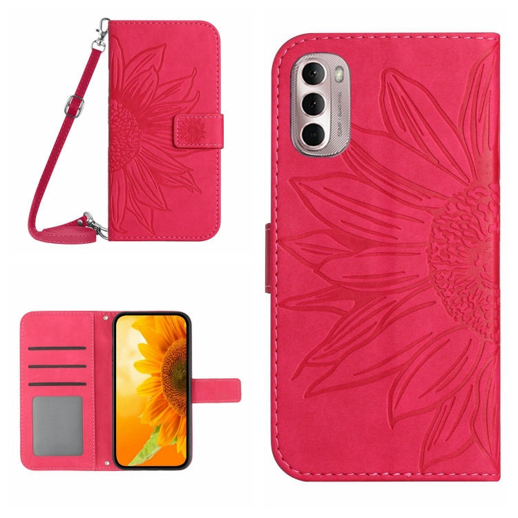 Skin Feel Custodia per cellulare in pelle con motivo a fiori di sole con cordino, For Motorola Moto G Stylus 5G 2022, For Motorola Moto G Stylus 2022 4G