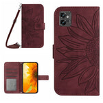 Skin Feel Custodia per cellulare in pelle con motivo a fiori di sole con cordino, For Motorola Moto G31/G41, For Motorola Moto G32