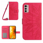 Skin Feel Custodia per cellulare in pelle con motivo a fiori di sole con cordino, For Motorola Moto G42, For Motorola Moto G50