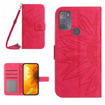 Skin Feel Custodia per cellulare in pelle con motivo a fiori di sole con cordino, For Motorola Moto G42, For Motorola Moto G50