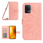 Skin Feel Custodia per cellulare in pelle con motivo a fiori di sole con cordino, For OPPO A54 4G/A16 4G, For OPPO A54 5G/A74 5G/A93 5G/A93S 5G