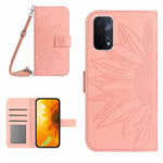 Skin Feel Custodia per cellulare in pelle con motivo a fiori di sole con cordino, For OPPO A54 4G/A16 4G, For OPPO A54 5G/A74 5G/A93 5G/A93S 5G