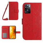 Skin Feel Custodia per cellulare in pelle con motivo a fiori di sole con cordino, For OPPO A55S Japan Edition, For OPPO A57 4G/A57 5G/A77 4G/A77 5G