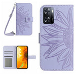 Skin Feel Custodia per cellulare in pelle con motivo a fiori di sole con cordino, For OPPO A55S Japan Edition, For OPPO A57 4G/A57 5G/A77 4G/A77 5G