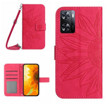Skin Feel Custodia per cellulare in pelle con motivo a fiori di sole con cordino, For OPPO A55S Japan Edition, For OPPO A57 4G/A57 5G/A77 4G/A77 5G