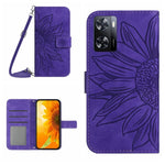 Skin Feel Custodia per cellulare in pelle con motivo a fiori di sole con cordino, For OPPO A55S Japan Edition, For OPPO A57 4G/A57 5G/A77 4G/A77 5G