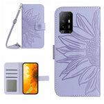 Skin Feel Custodia per cellulare in pelle con motivo a fiori di sole con cordino, For OPPO Reno5 Z/A94 5G/A95 5G, For OPPO Reno6 5G