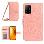 Skin Feel Custodia per cellulare in pelle con motivo a fiori di sole con cordino, For OPPO Reno5 Z/A94 5G/A95 5G, For OPPO Reno6 5G