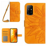 Skin Feel Custodia per cellulare in pelle con motivo a fiori di sole con cordino, For OPPO Reno5 Z/A94 5G/A95 5G, For OPPO Reno6 5G