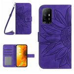 Skin Feel Custodia per cellulare in pelle con motivo a fiori di sole con cordino, For OPPO Reno5 Z/A94 5G/A95 5G, For OPPO Reno6 5G