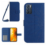 Skin Feel Custodia per cellulare in pelle con motivo a fiori di sole con cordino, For OPPO Reno5 Z/A94 5G/A95 5G, For OPPO Reno6 5G
