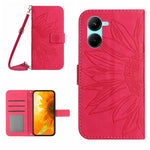 Skin Feel Custodia per cellulare in pelle con motivo a fiori di sole con cordino, For Realme 10 4G, For Realme 10 5G