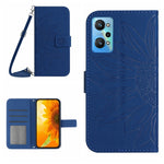 Skin Feel Custodia per cellulare in pelle con motivo a fiori di sole con cordino, For Realme GT Master, For Realme GT Neo2