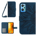 Skin Feel Custodia per cellulare in pelle con motivo a fiori di sole con cordino, For Realme GT Master, For Realme GT Neo2