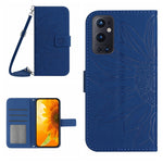 Skin Feel Custodia per cellulare in pelle con motivo a fiori di sole con cordino, For OnePlus 9 Pro, For OnePlus 9R