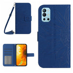 Skin Feel Custodia per cellulare in pelle con motivo a fiori di sole con cordino, For OnePlus 9 Pro, For OnePlus 9R