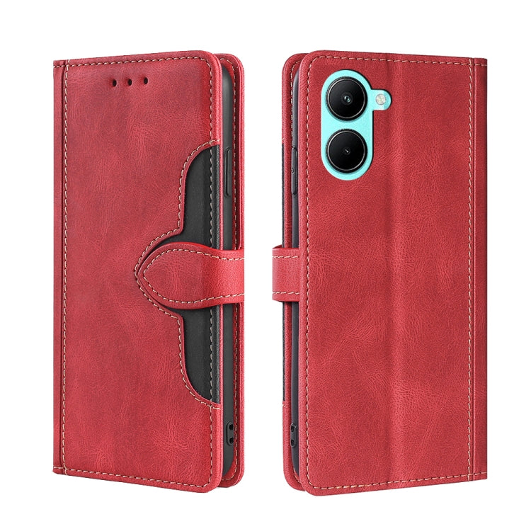 Custodia per telefono in pelle con fibbia magnetica Skin Feel, For Motorola Moto E32 India/E22s 4G Global, For OPPO A17, For OPPO K10x 5G, For Realme C33 4G, For vivo V25 5G/V25e 5G, For vivo Y16 4G/Y02s 4G