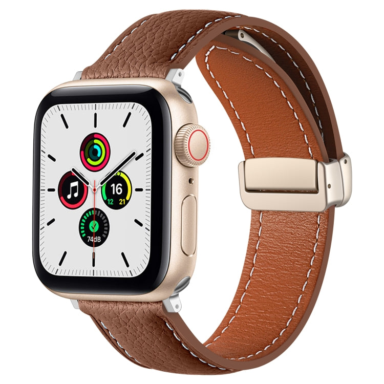 Cinturino in pelle con fibbia pieghevole per Apple Watch
