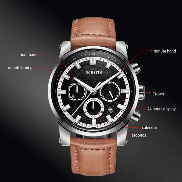 Orologio al quarzo con cinturino in pelle 43mm