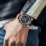 Orologio al quarzo con cinturino in pelle 43mm