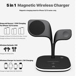 Caricabatterie wireless magnetico 5 in 1 da 15W