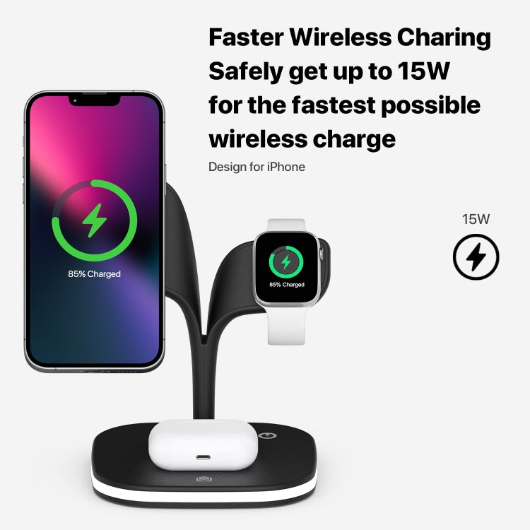Caricabatterie wireless magnetico 5 in 1 da 15W