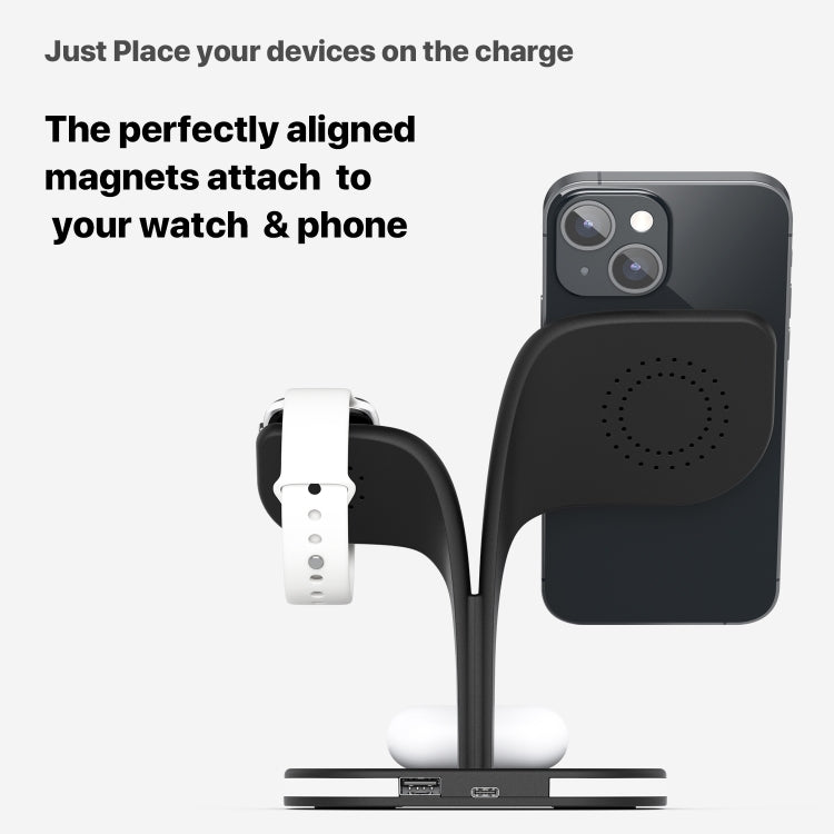 Caricabatterie wireless magnetico 5 in 1 da 15W