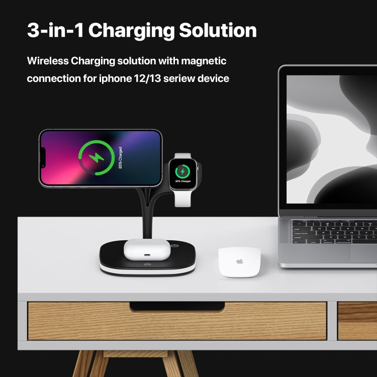 Caricabatterie wireless magnetico 5 in 1 da 15W