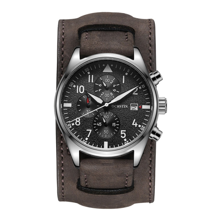 Orologio da polso multifunzionale con cinturino in pelle