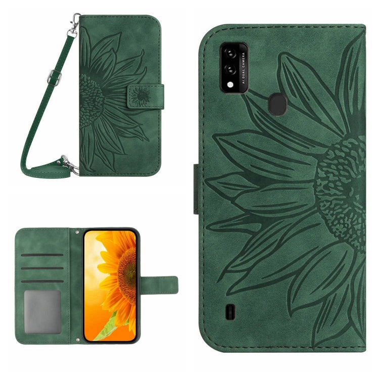 Skin Feel Custodia per cellulare in pelle con motivo a fiori di sole con cordino, For ZTE Blade A31, For ZTE Blade A51/A7P