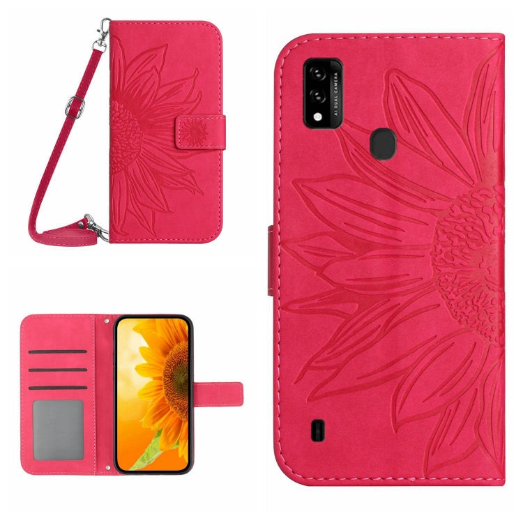 Skin Feel Custodia per cellulare in pelle con motivo a fiori di sole con cordino, For ZTE Blade A31, For ZTE Blade A51/A7P