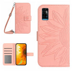 Skin Feel Custodia per cellulare in pelle con motivo a fiori di sole con cordino, For ZTE Blade A71, For ZTE Blade L210